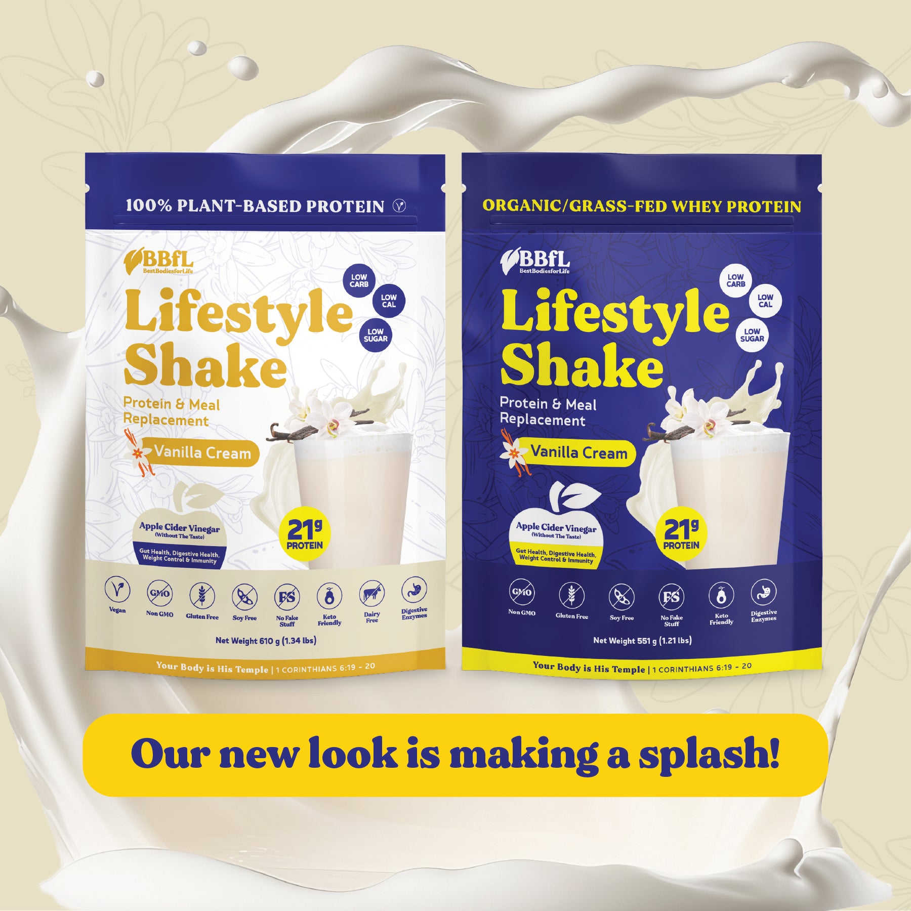 100% Plant-Based Vanilla Cream Life Style Shake (Vanilla Bean Milkshake)