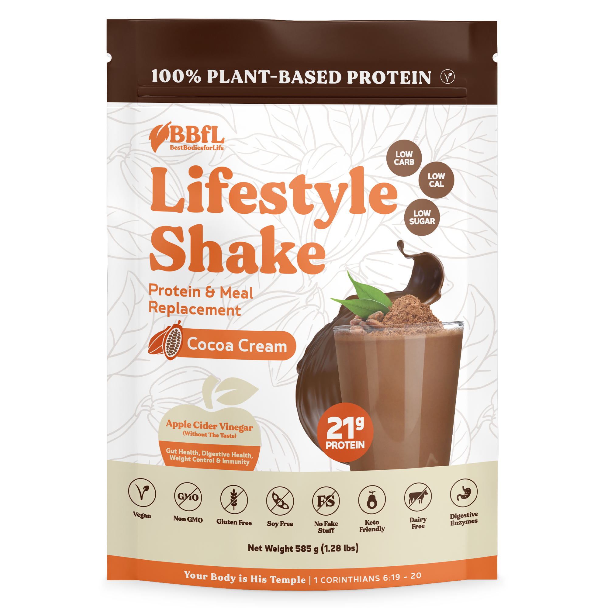 100% Plant Based Cocoa Cream Life Style Shake (Tastes like a Chocolate Milkshake)