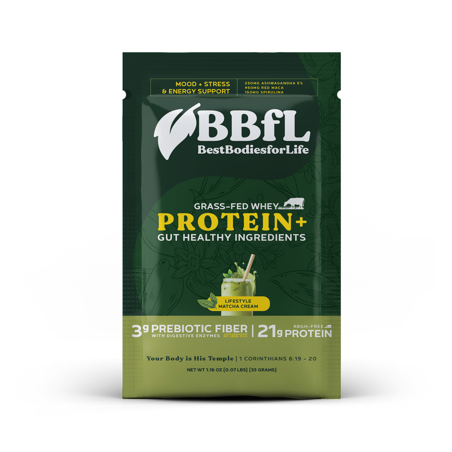 BBfL Adaptogenic Matcha Cream (Grass-fed Whey) - 10 Pack