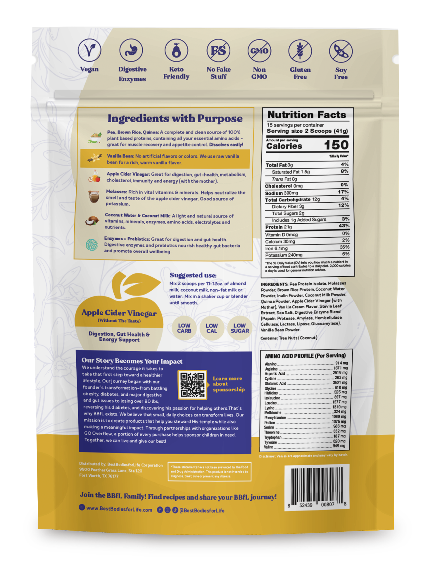 BBfL Vanilla Cream (Plant-Based) - BestBodiesforLife