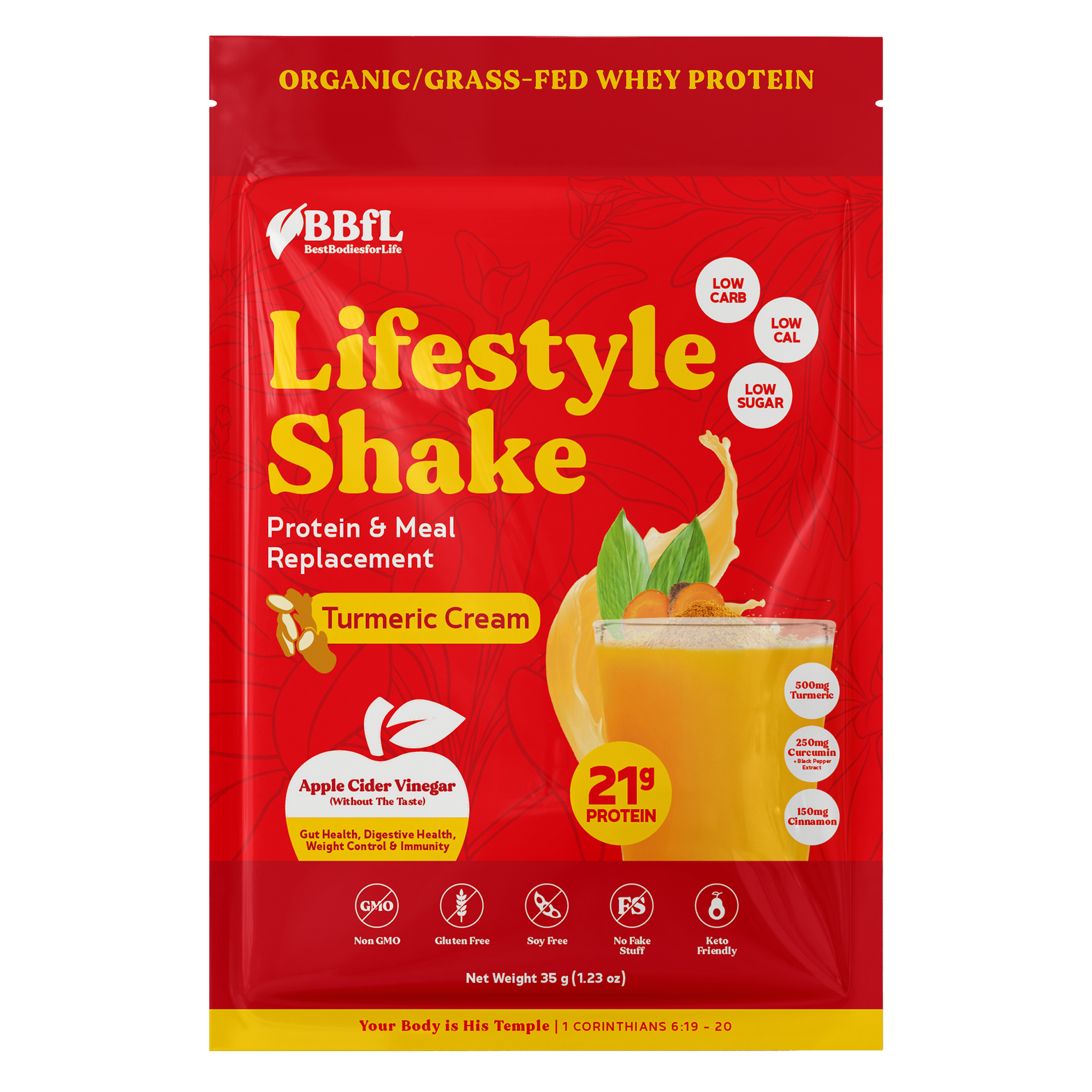 BBfL Whey Based Life Style Protein Shake, Turmeric (10 Pack)