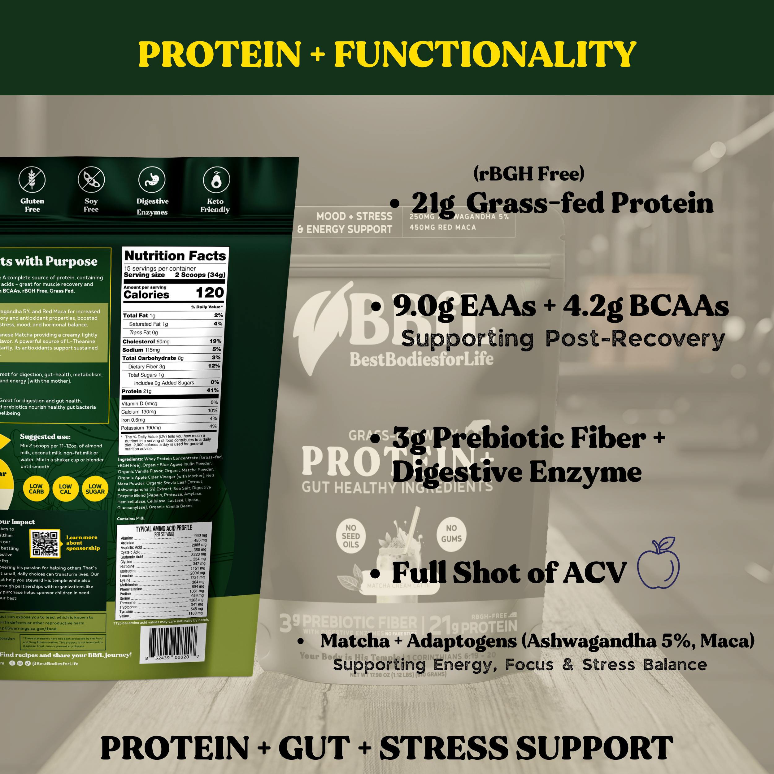 BBfL Adaptogenic Matcha Cream (Grass-fed Whey)