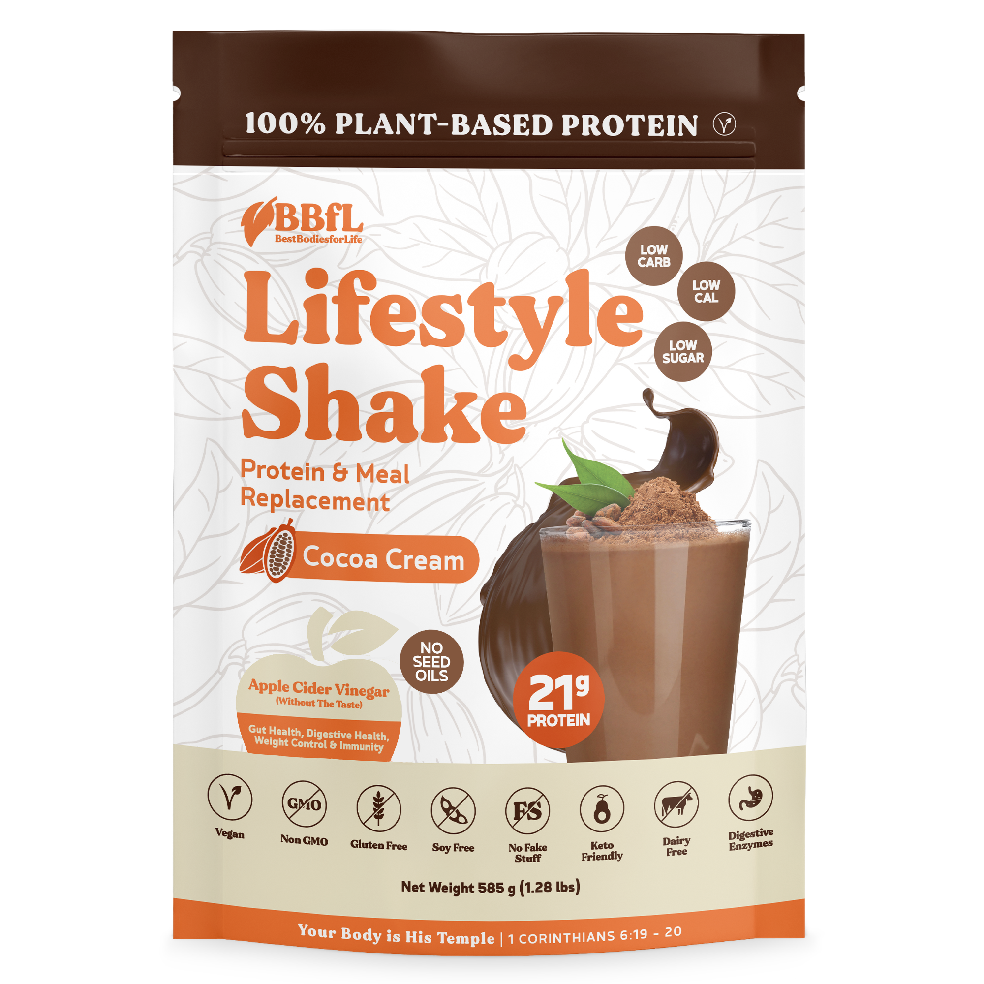 100% Plant Based Cocoa Cream Life Style Shake (Tastes like a Chocolate Milkshake)