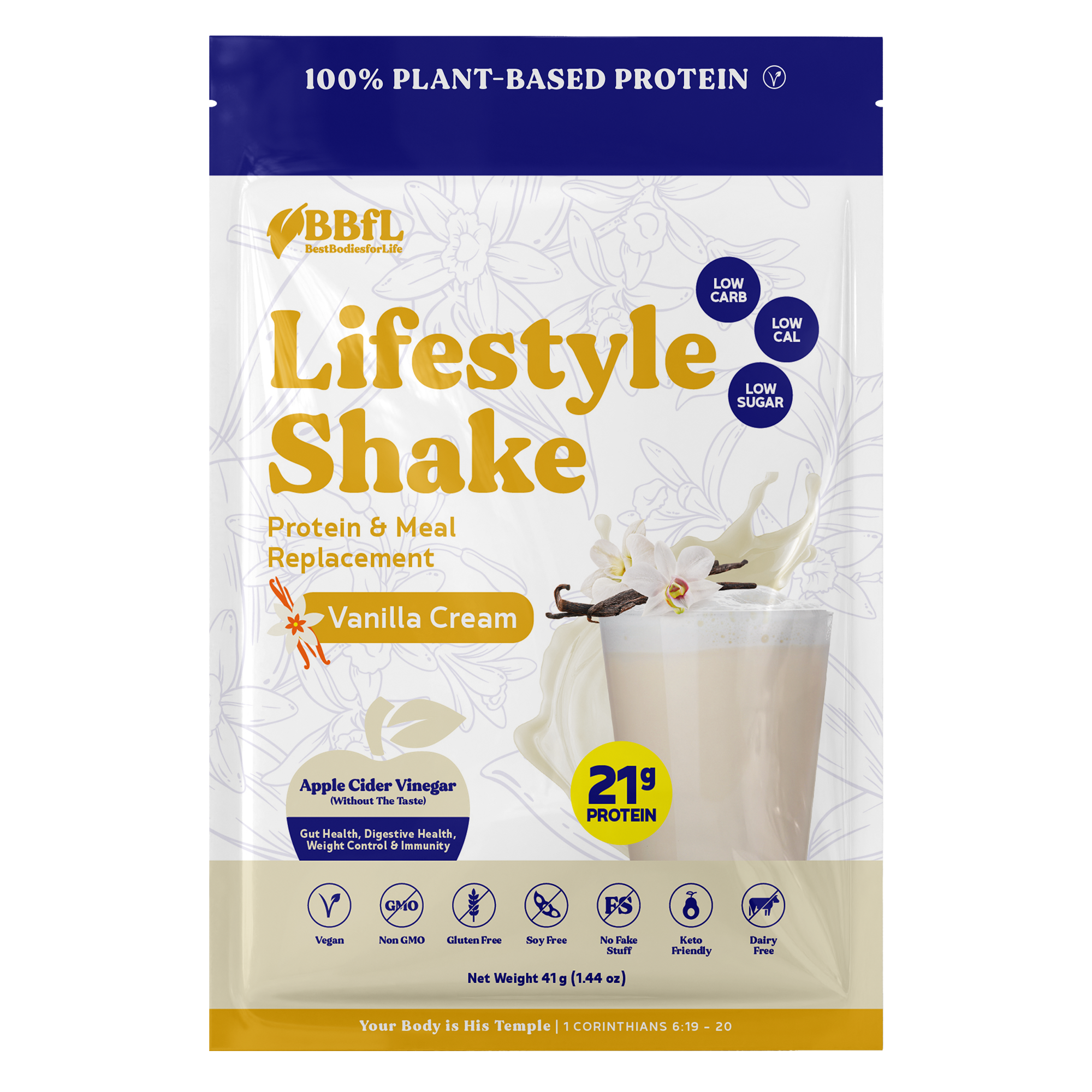 BBfL Plant Based Life Style Protein Meal Replacement Shake, Vanilla (10 Pack)