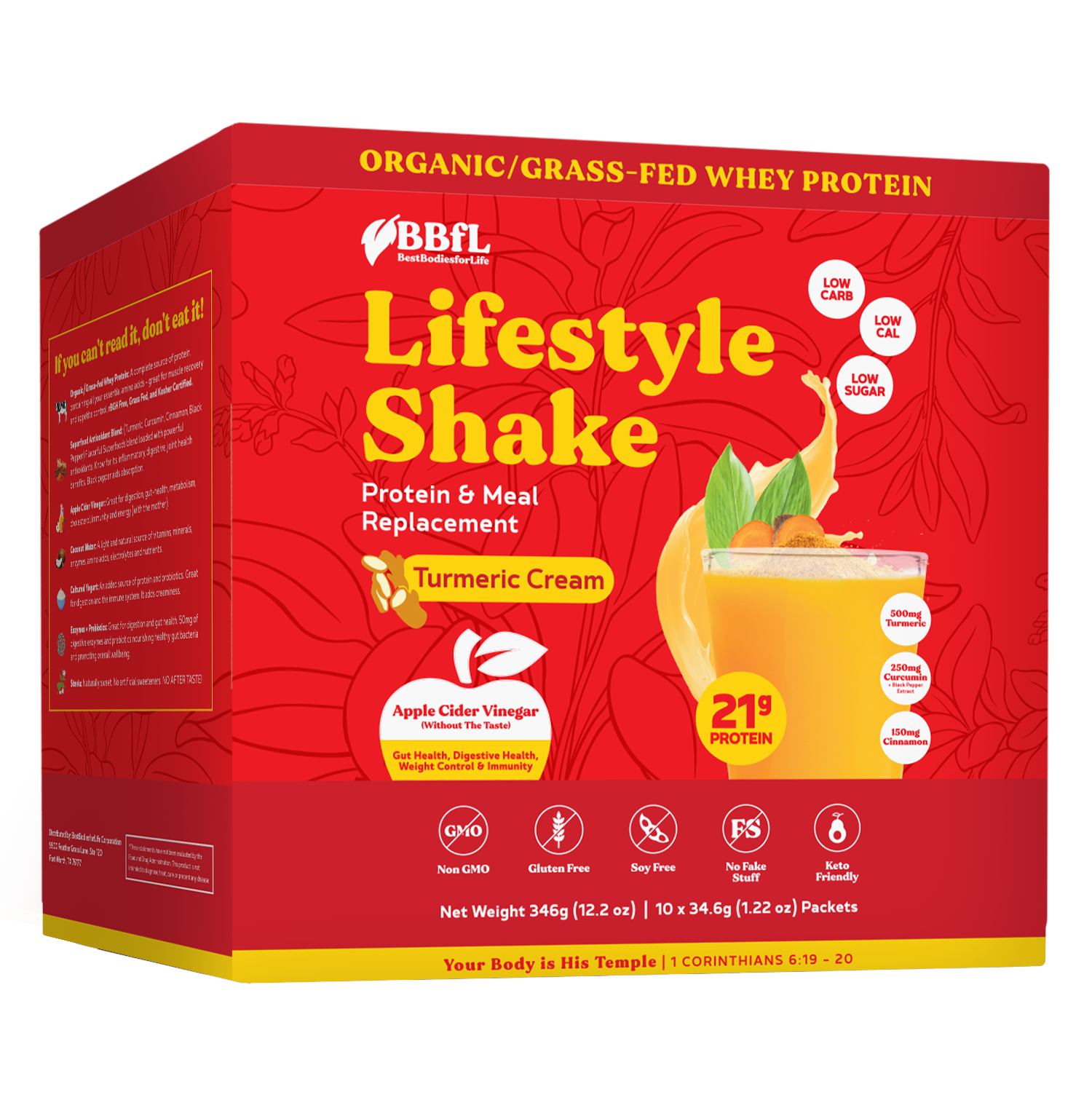 BBfL Whey Based Life Style Protein Shake, Turmeric (10 Pack)