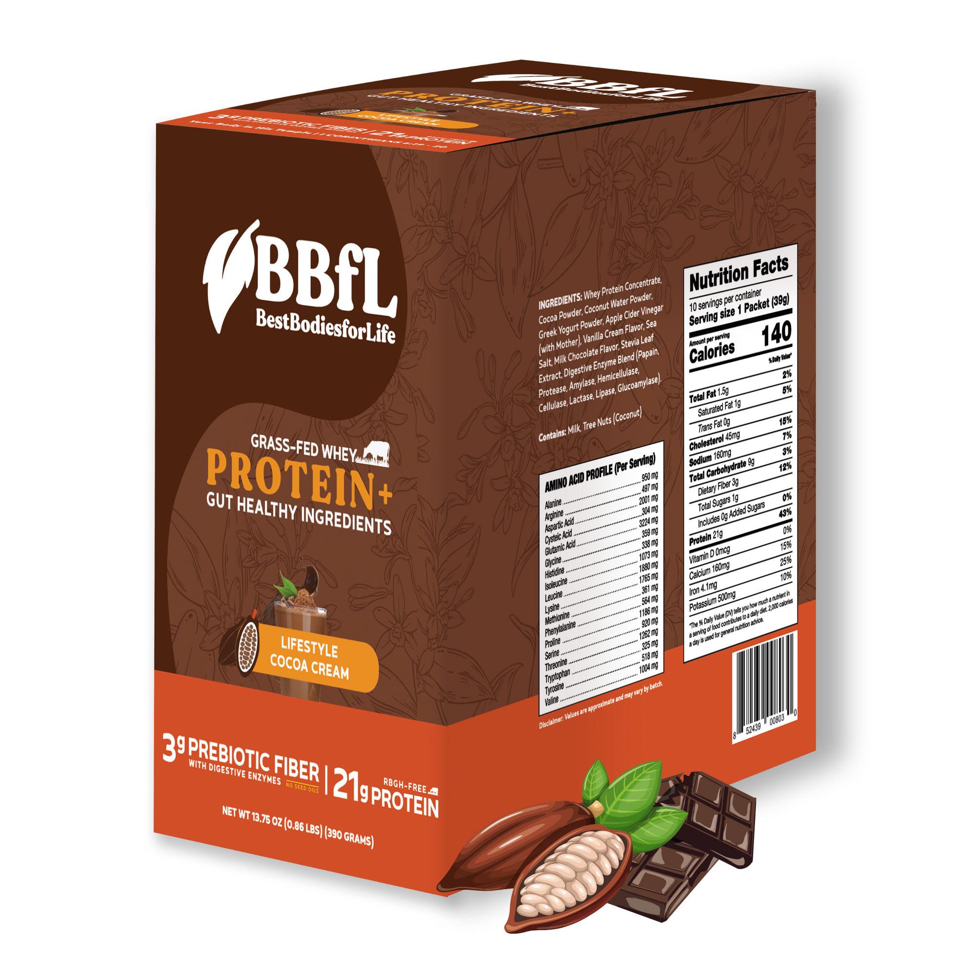 BBfL Cocoa Cream (Grass-fed Whey) - 10 Pack - BestBodiesforLife