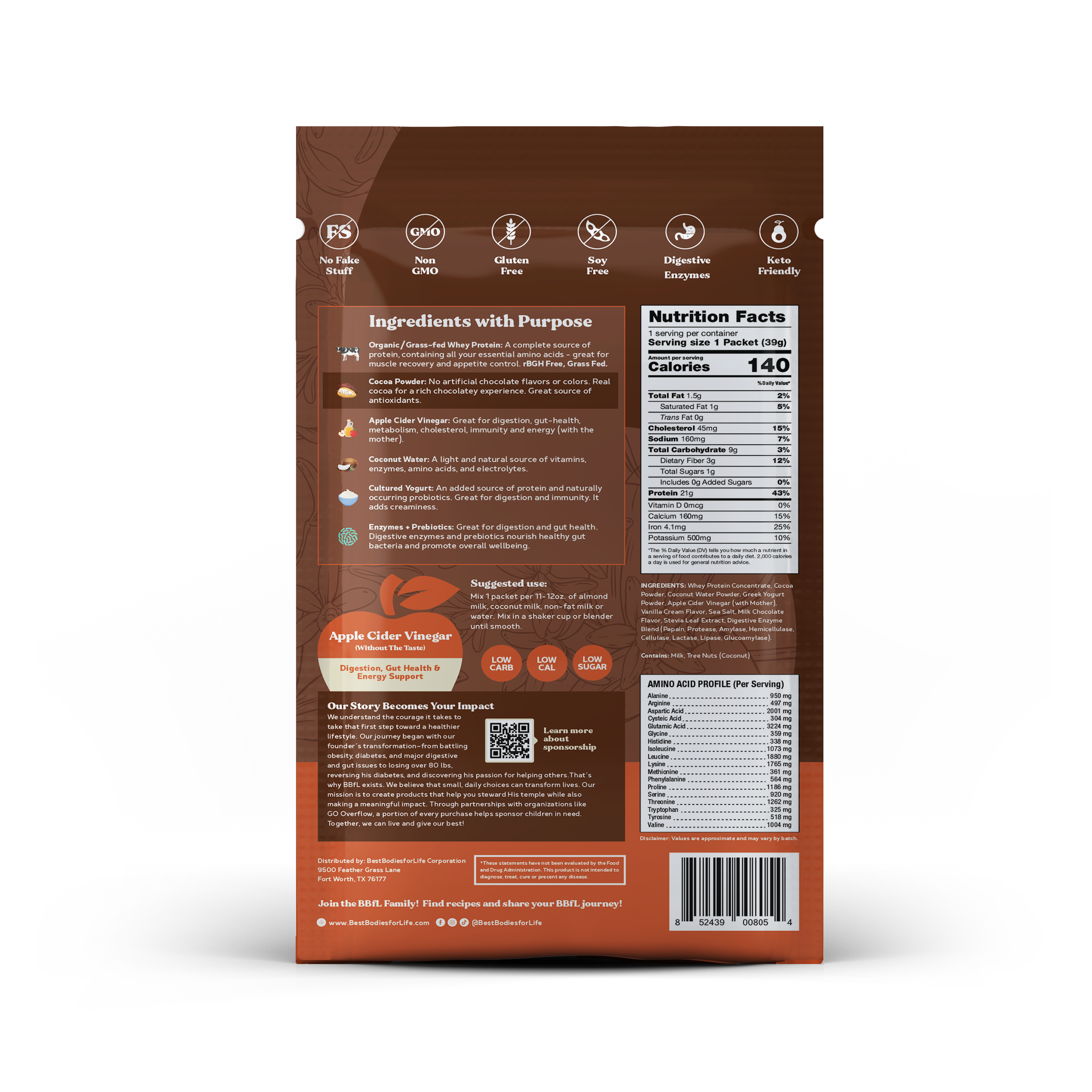 BBfL Cocoa Cream (Grass-fed Whey) - 10 Pack - BestBodiesforLife