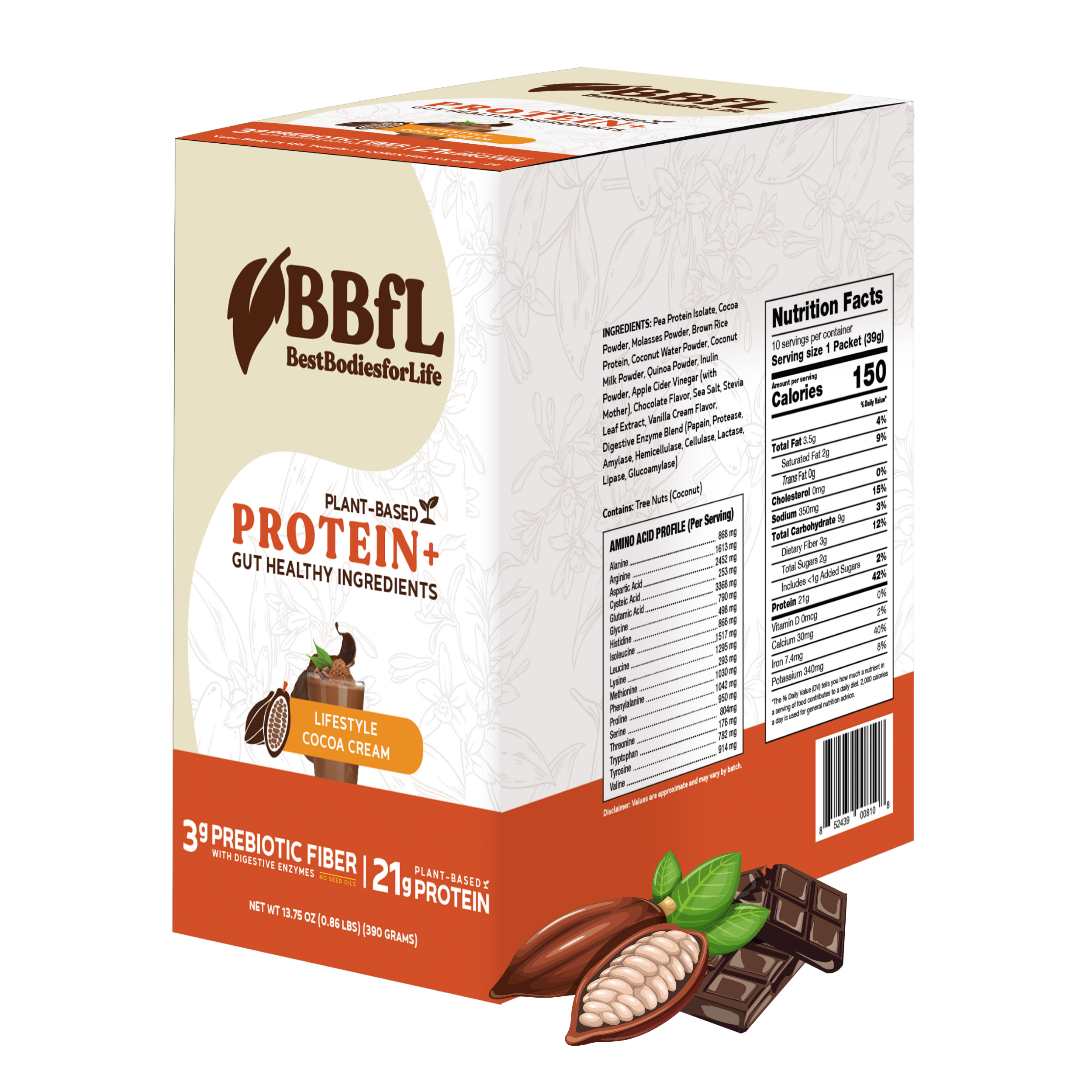 BBfL Cocoa Cream (Plant-Based) - 10 Pack - BestBodiesforLife