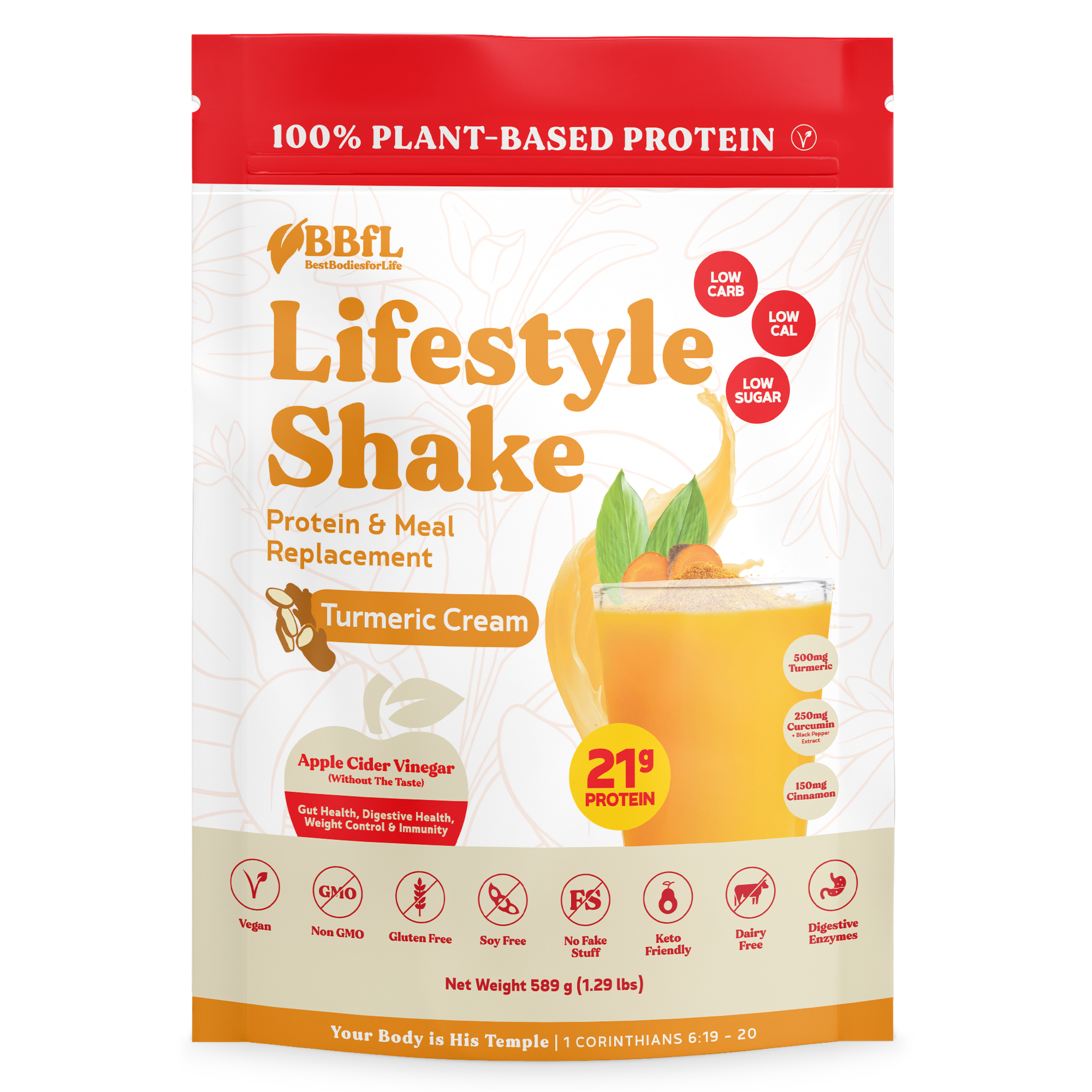 100% Plant Based Turmeric Curcumin Cream Life Style Shake (Creamy & Cinnamoney)