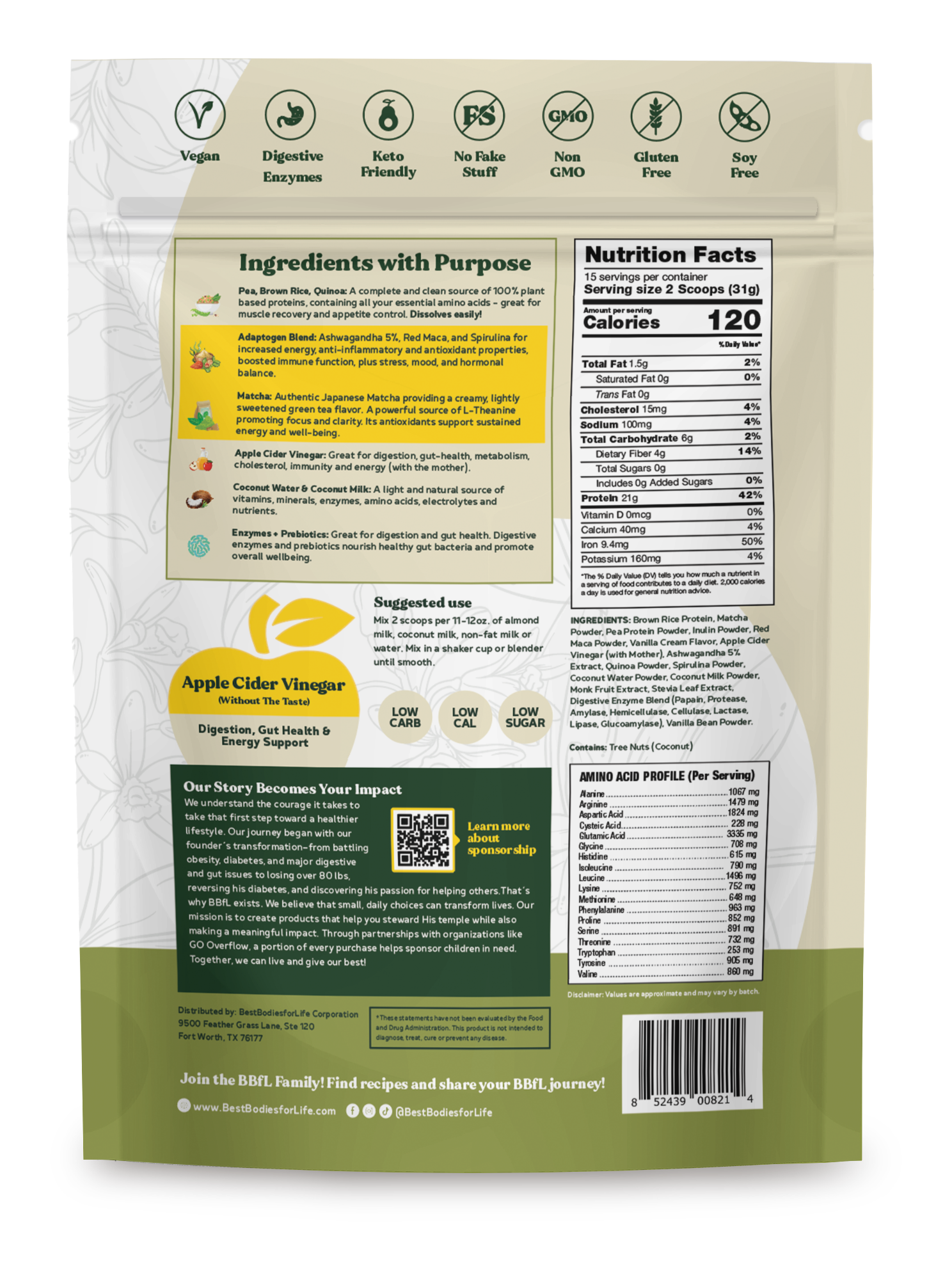 BBfL Adaptogenic Matcha Cream (Plant-Based) - BestBodiesforLife