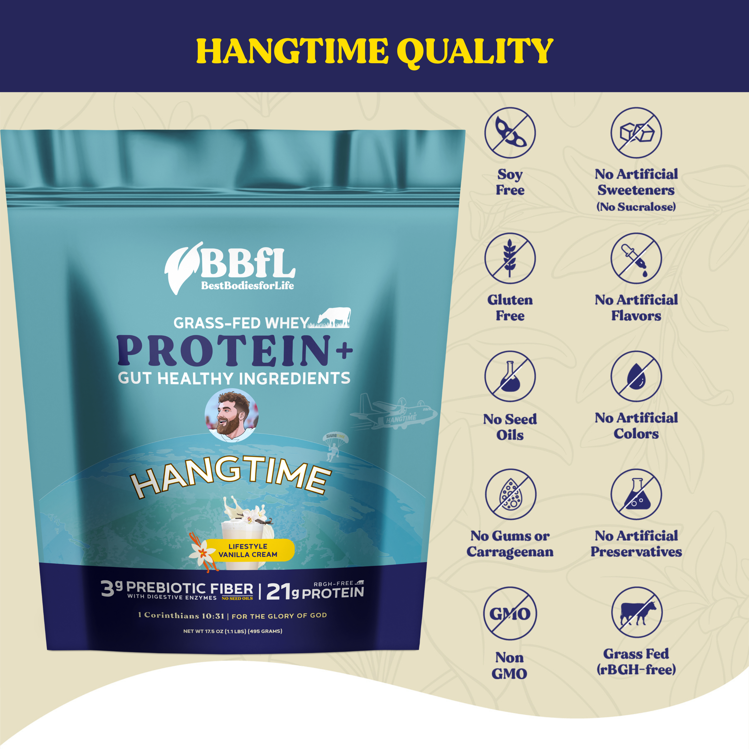Hangtime BBfL Vanilla Cream (Grass-fed Whey)