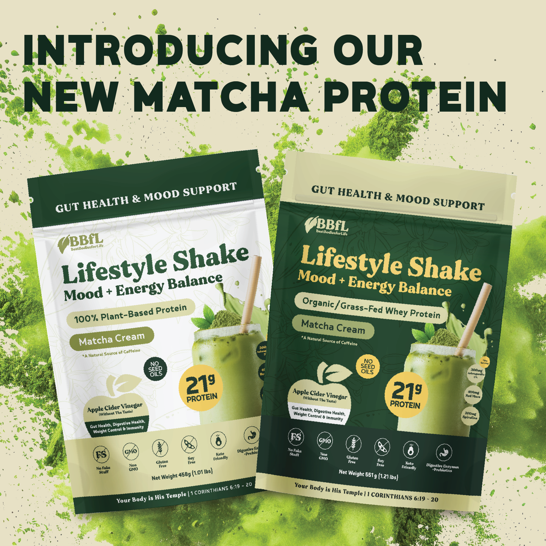 BBfL Adaptogenic Matcha Cream (Plant-Based) - BestBodiesforLife