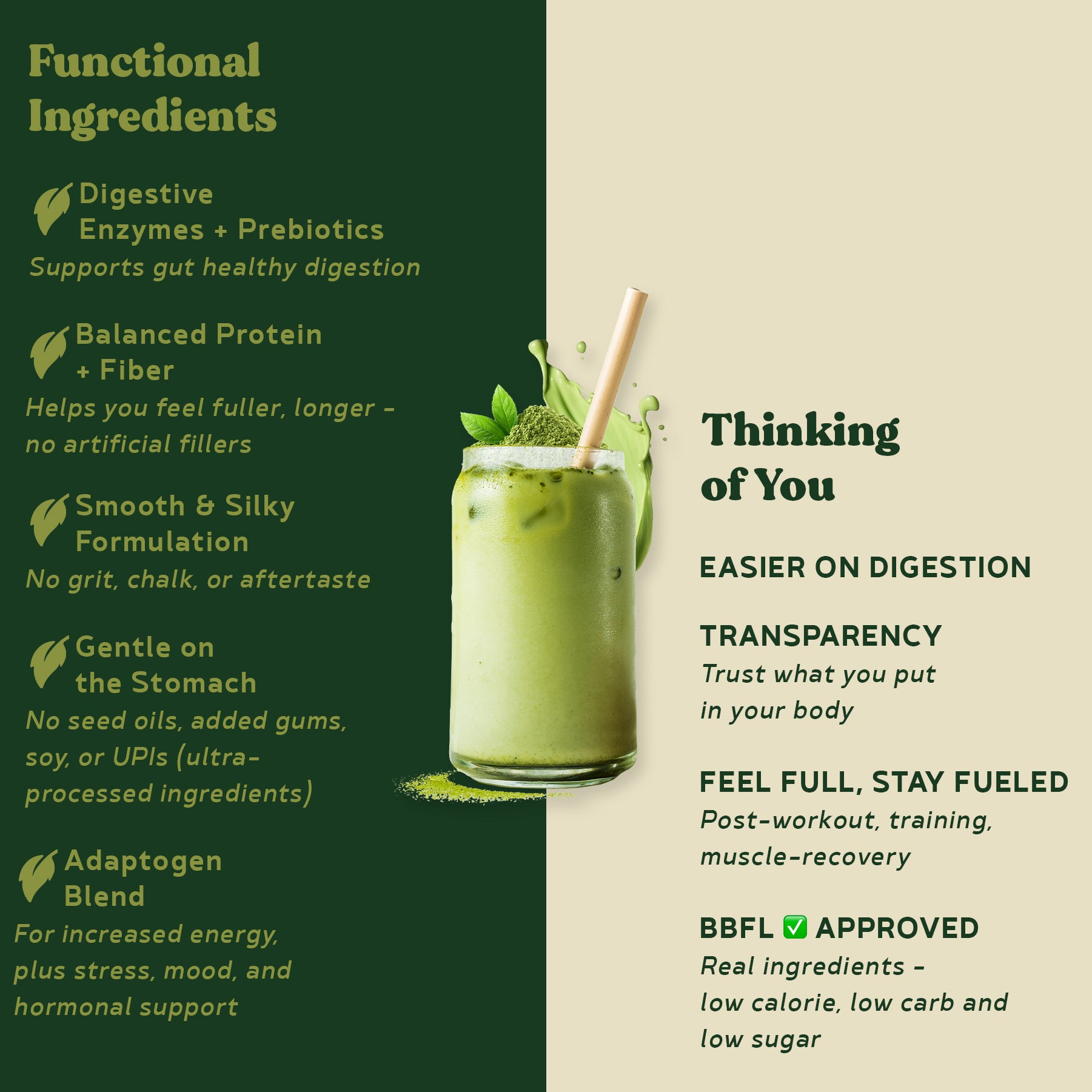 BBfL Adaptogenic Matcha Cream (Grass-fed Whey) - 10 Pack - BestBodiesforLife