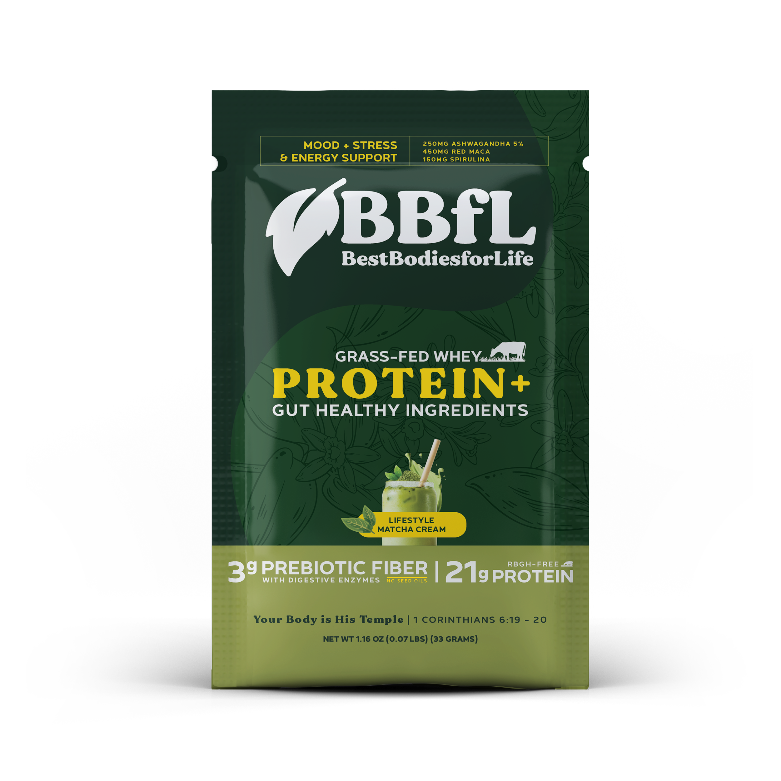 BBfL Adaptogenic Matcha Cream (Grass-fed Whey) - 10 Pack - BestBodiesforLife