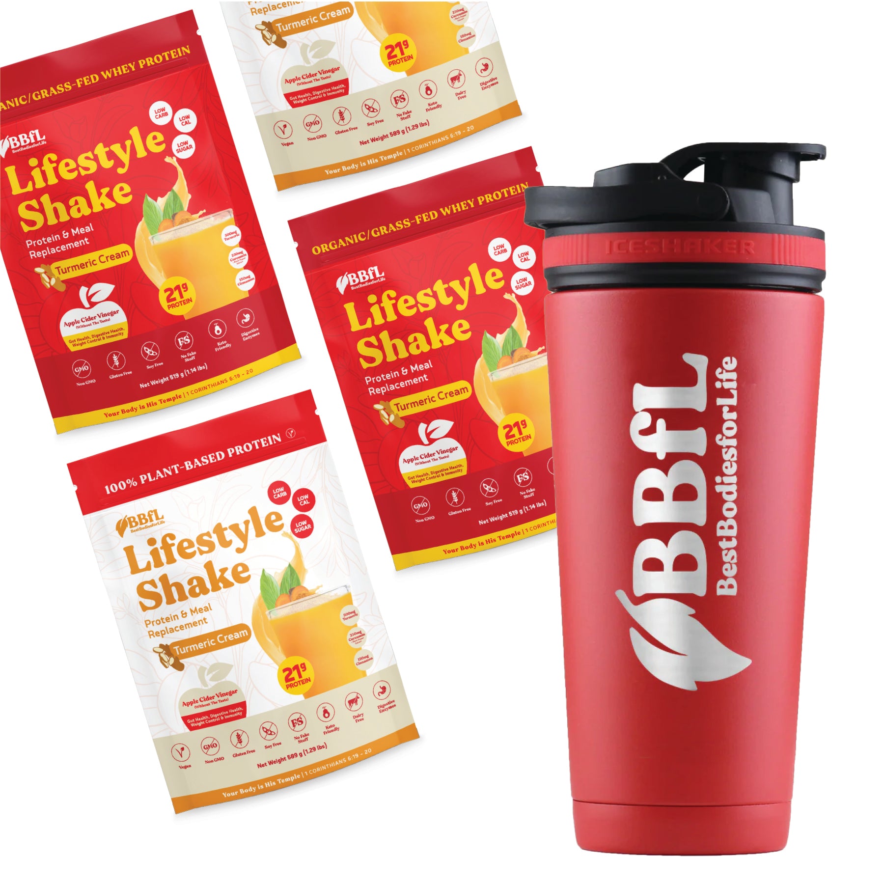 4-Pack BBfL Lifestyle Shakes + FREE Ice Shaker Bundle (Save 20%)