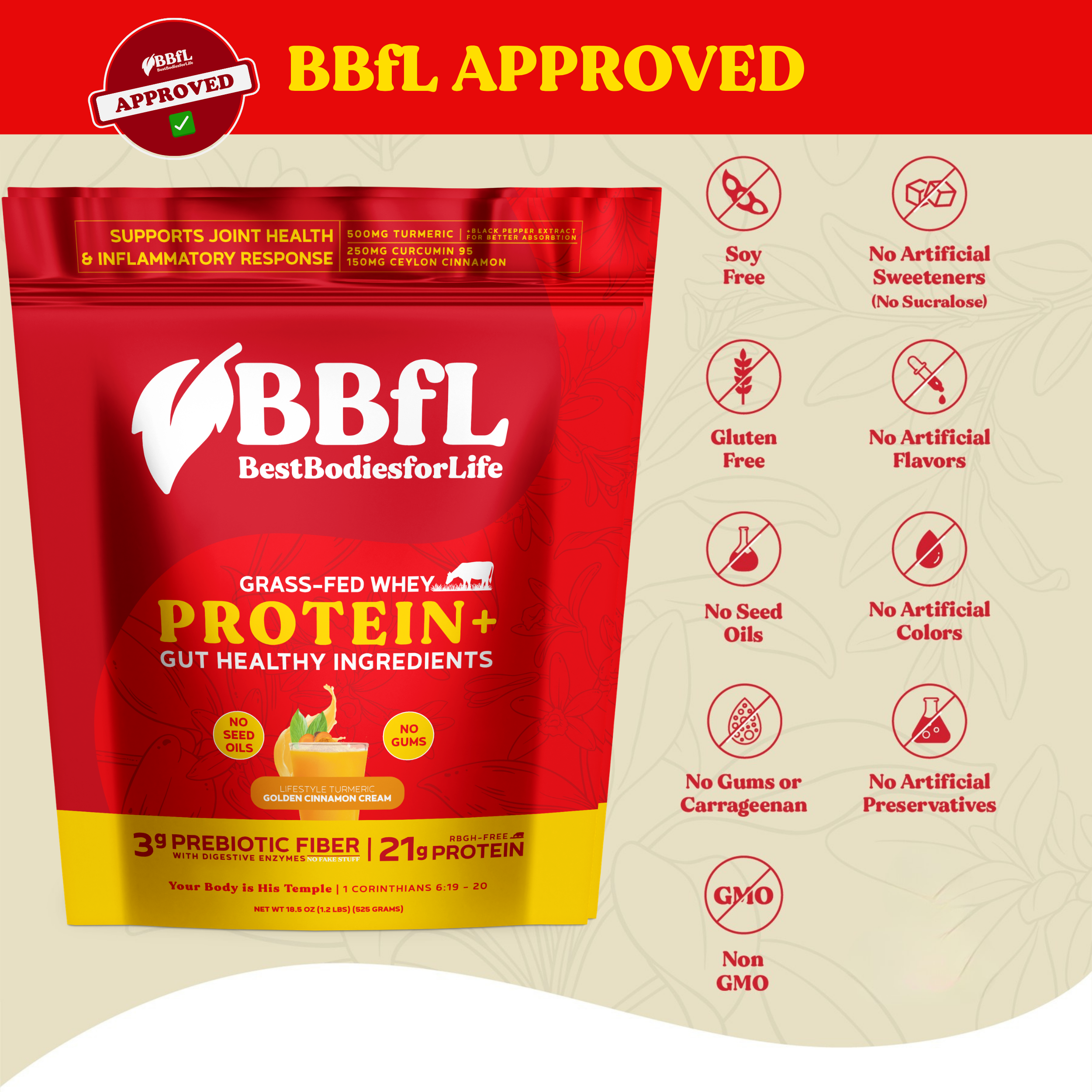 BBfL Turmeric Curcumin Cream (Grass-fed Whey Based)