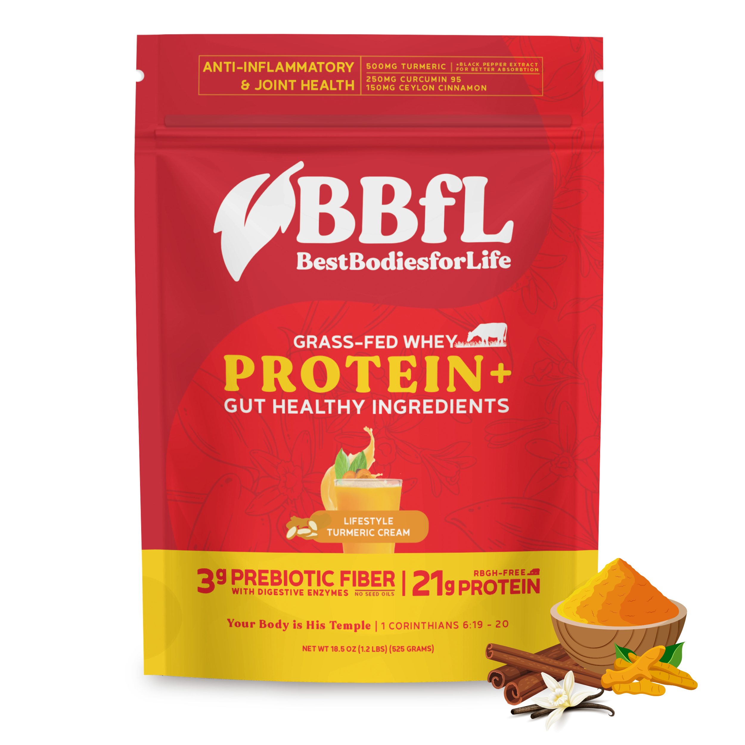 BBfL Turmeric Curcumin Cream (Grass-fed Whey Based) - BestBodiesforLife
