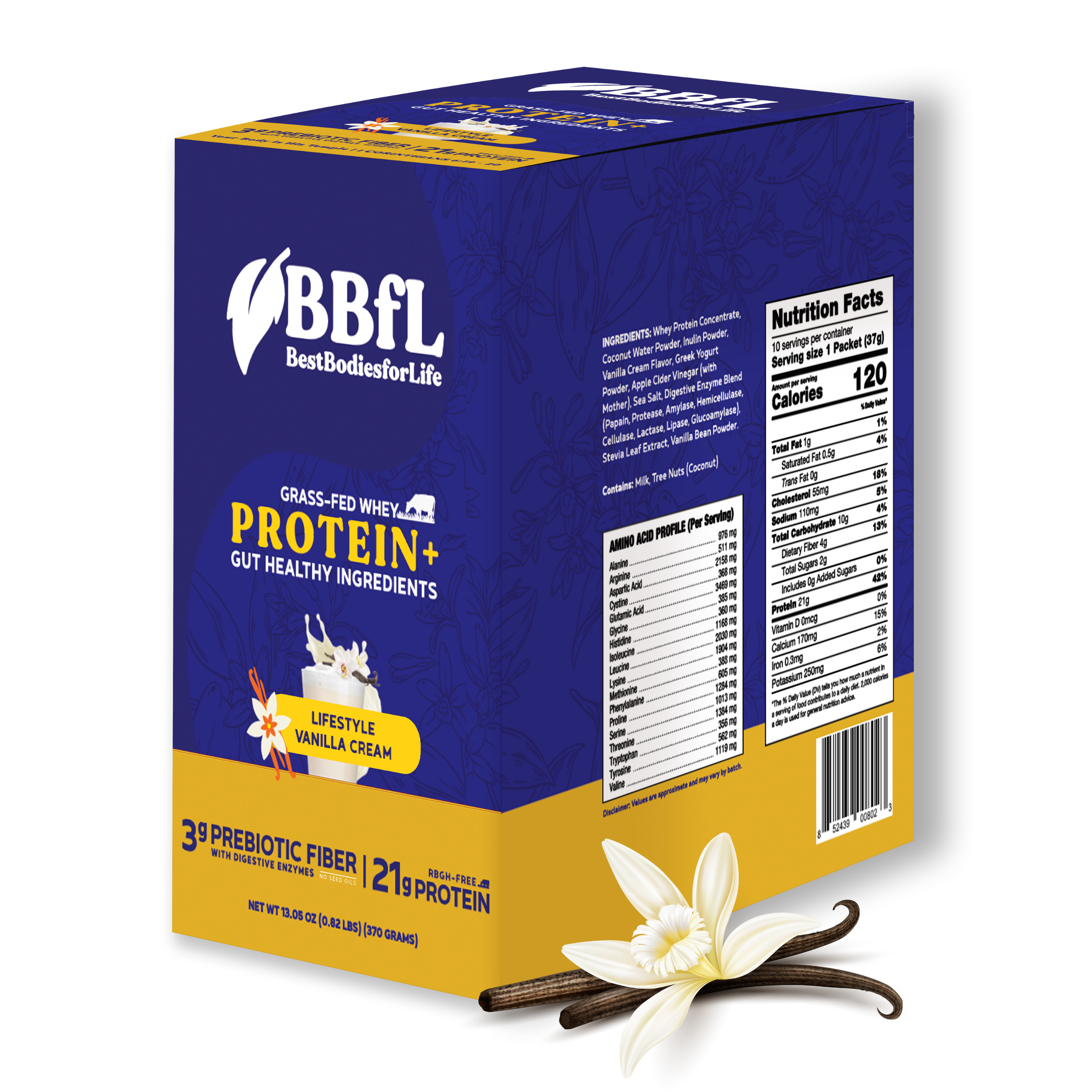 BBfL Vanilla Cream (Grass-fed Whey) - 10 Pack - BestBodiesforLife