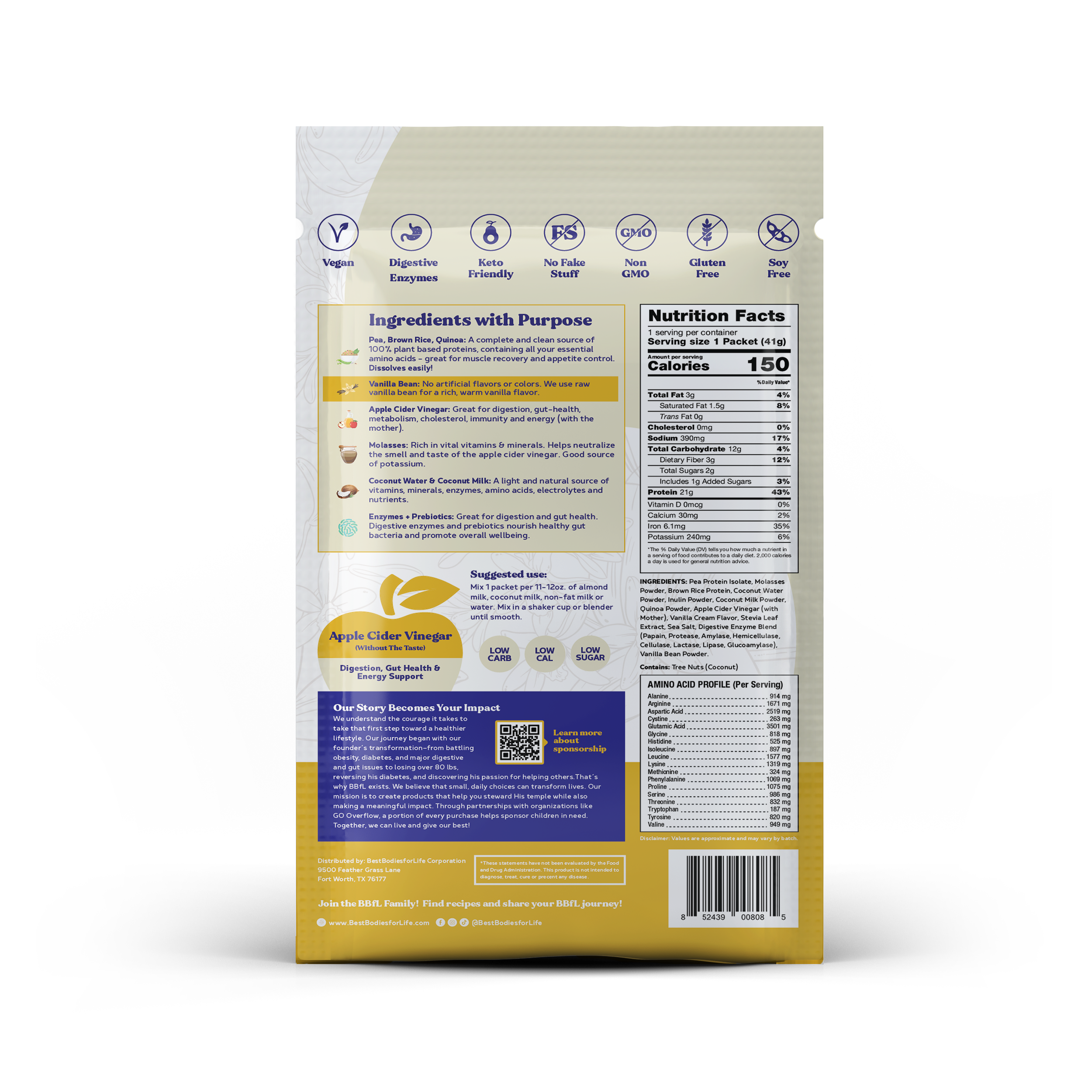 BBfL Vanilla Cream (Plant-Based) - 10 Pack - BestBodiesforLife