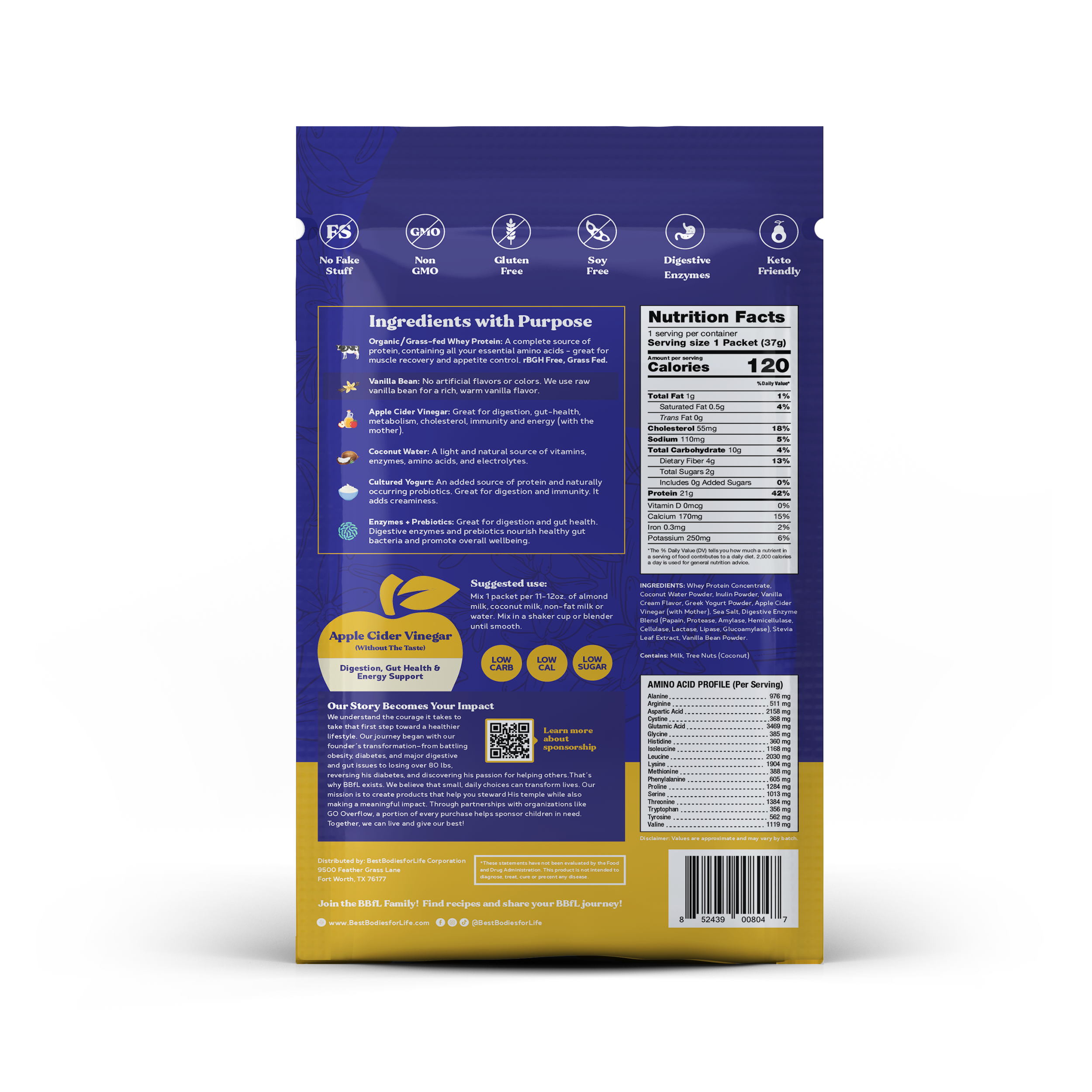 BBfL Vanilla Cream (Grass-fed Whey) - 10 Pack - BestBodiesforLife