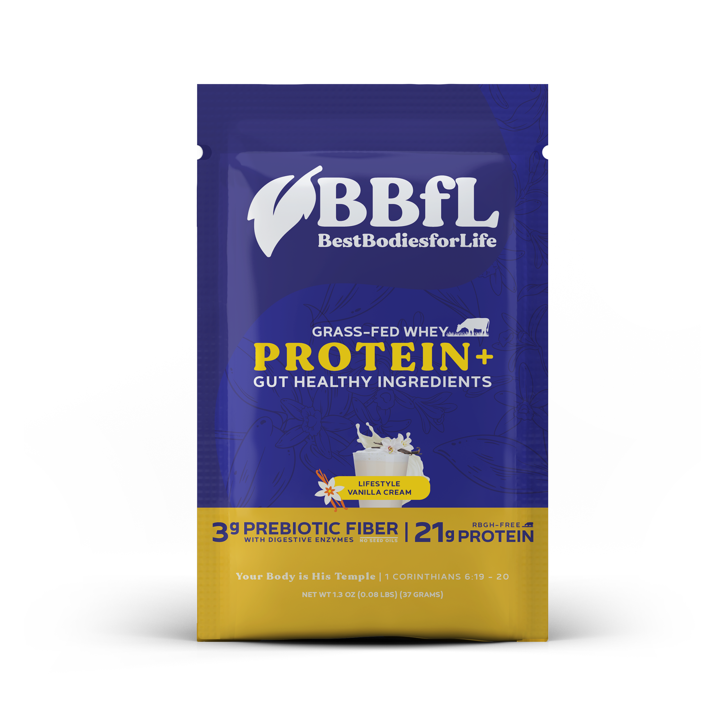 BBfL Vanilla Cream (Grass-fed Whey) - 10 Pack - BestBodiesforLife